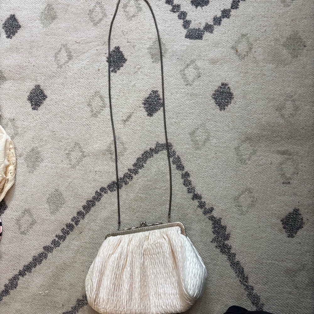 vintage 80s purse silk like material with chain strap